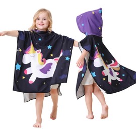 Athaelay Unicorn Towel with Hood for Kids Beach Pool Toddlers Girl Swim Poncho Cover-ups Swimwear with Bag