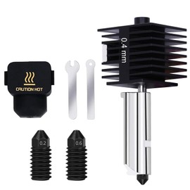 RugooSpink A1/A1 Mini Hotend A1 Hot End Assembly Print Head Extruder Hotend with Heatsink 0.4 mm Nozzle Hotend Replacement with Extra 0.2/0.6 mm Hardened Steel Nozzle for Bambu Laboratory 3D Printer