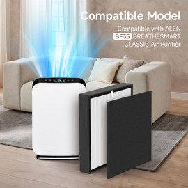 BF35 H13 Grade True HEPA Replacement Filter Compatible with BreatheSmart Classic BF35 Air Cleaner Purifier for Longer Usage,2 x HEPA Filters + 2 × Carbon Pre-Filters