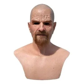 Máscara De Látex Anciano Realista Para Halloween 3d Blanco