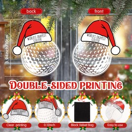 Golf Christmas Ornament World's Okayest Golfer Acrylic Hanging Decor with Gift Bag for Golf Player Gift Xmas Tree Decoration