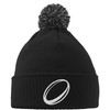 Hippowarehouse Rugby Ball Logo Embroidered Beanie Hat with Bobble Black