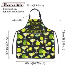 Margarita Apron Peace Love Margarita Drinking Lover Gift Bartenders Apron With Pockets Barman Apron (Peace Love Margarita Apron)