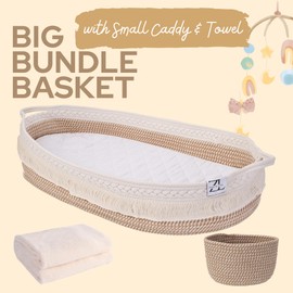 ZEAL'N LIFE Baby Changing Basket with Diaper Caddy, Baby Blankets with Waterproof Cover - Changing Basket for Babies, Changing Basket Baby, Mose Basket, Moses Basket for Babies, Baby Essentials