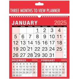 UKDD® 2025 Calendar A4 Large 3 Month to View Wall Planner for Home Business Office School 1 January 2025 to 31 December 2025