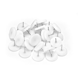 1" Inch White Furniture Nail Plastic Bottom Leg Protectors Sliders Glides - Pack of 50