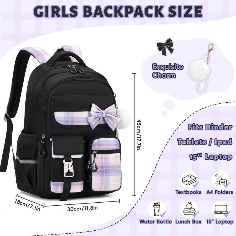 Tanou School Backpack Girls Children's Backpack Waterproof Backpack Teenager Daypack