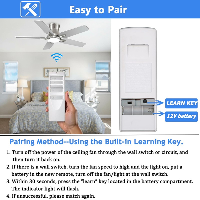 Replacement Remote for Harbor Breeze Ceiling Fan Remote Control, Compatible