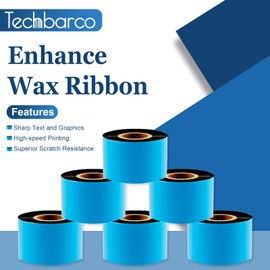 6 Rolls 2.52" x 1181' (64mm x 360m) Enhanced Wax Thermal Transfer Ribbon, Core 1", Black, CSI (Coated Side in), Barcode Ribbon Compatible with Datamax Printers