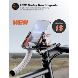 Grefay Bike Phone Holder, Motorcycle Phone Holder 1S Quick Release, 360 Degree Universal Bike Phone Mount for 2.4~3.54" Wide Phone (Orange)