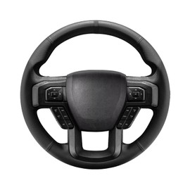Belinous Leather Steering Wheel Cover Lace Up, Hand-Stitch on Wrap, Steering Wrap Compatible with Ford F-150 2015 2018/Expedition 2018/F-150 Limited 2016/F-Series Super Duty 2017 2020 2022 (Black)