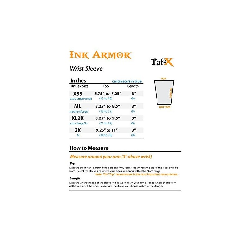 Tat2X Ink Armor Premium Wrist 3" Tattoo Cover Up Sleeve