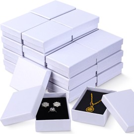 Sasylvia 36 Pcs Jewelry Cardoard Gift Boxes Small Jewelry Packaging Boxes Necklace Ring Earring Gift Storage Box with Cushion and Lid 3.5 x 2.8 x 1.2 Inch(White)
