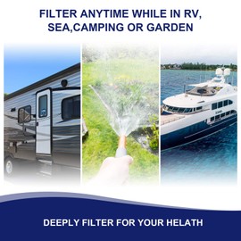 PAULINN RV Camper Inline Water Filter, 2 Packs Marine Garden Camping Water Hose KDF Filter Accessories for Boat Trailer Motorhome Gardening Planting Car Washing, Reduces Chlorine, Bad Taste & Odor