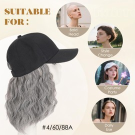 Hairro Wig Hat For Women Baseball Cap With Hair Extensions Synthetic Fake Hair 8" 190g #4/60/88A