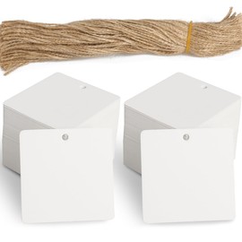 Gift Tags,200 Pcs Paper Tags with Strings, Blank Hang Tags for DIY Arts and Crafts Wedding Holiday Present(White)