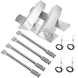 Hisencn Repair Kit for Master Forge 1010037, 1010048 Gas Grill Models, Stainless Steel Burners, Stainless Steel Heat Plates Replacement Parts, Grill Replacement Parts for Master Forge