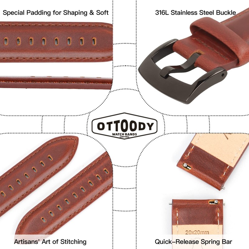 Ottoody Watch Band, 0.71, 0.75, 0.79, 0.83, 0.87 in (18,