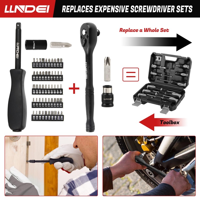 LLNDEI 1/4 & 3/8 Inch Drive Impact Socket Set, 186