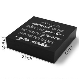 Office Decor Wood Sign Desk Decor Goodbye Gifts for Coworkers Inspirational Black Wooden Box Sign for Home Office Shelf Cubicle Counter Tabletop Living Room Bedroom Sitter