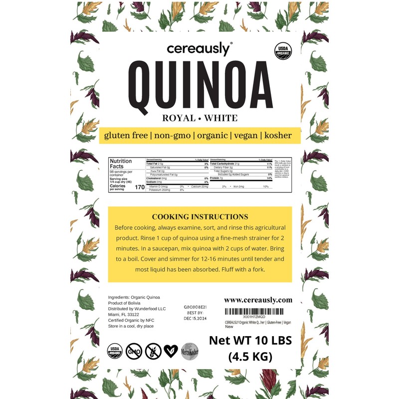 CEREAUSLY Organic White Quinoa – Premium Royal Quinoa from Bolivia