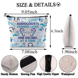 BDPWSS Funny Audiologist Gifts Ear Doctors Gift Audiologists Change Lives One Decibel at A Time Audiology Zipper Pouch (One Decibel bagCA)