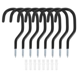 uxcell 8 Pcs 5.91 Inch Heavy Duty Bike Hooks, Bicycle Screw Hooks Bike Hangers Utility Tool Hanger for Garage Wall Ceiling Bicycle Storage, Black