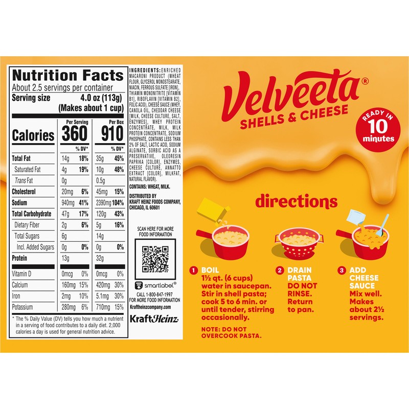 Velveeta Shells & Cheese Mini Shell Pasta & Cheese Sauce,