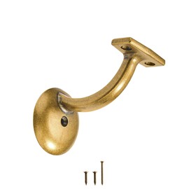 khtumeware 2 Pack Antique Brass Hand Rail Bracket Heavy Duty Hardware for Stairways, Home or Office Vintage Stair Support Handrail Brackets