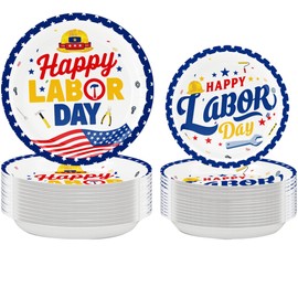 50Pcs Labor day Party Plates Happy Labor Day Party Supplies Labor Patriotic Dinnerware Table Decorations Holidays Birthday Decoration 25pcs 9" and 7"