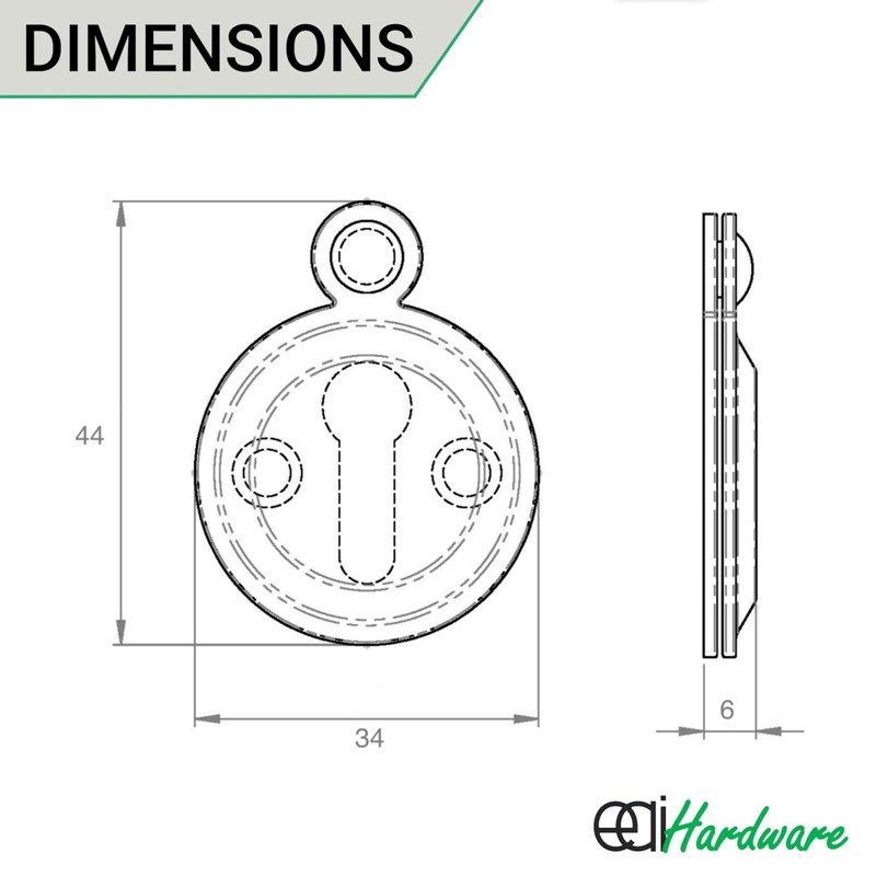 Victorian Keyhole Covered Escutcheon for Front Doors 35mm Satin Chrome