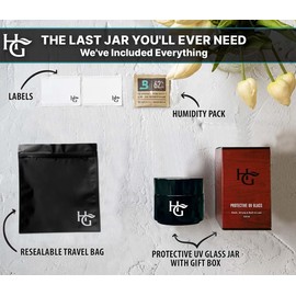 Herb Guard - Quarter Oz Ultraviolet Jar & Humidity Pack (100 ml) Airtight UV Protection Keeps Herbs Fresh for Months