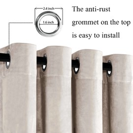 JIUZHEN Cream Velvet Curtains 108 inches for Living Room - Thermal Insualted Room Darkening Grommet Thick Velvet Window Drapes for Bedroom, Set of 2 with Tiebacks, 52W x 108L