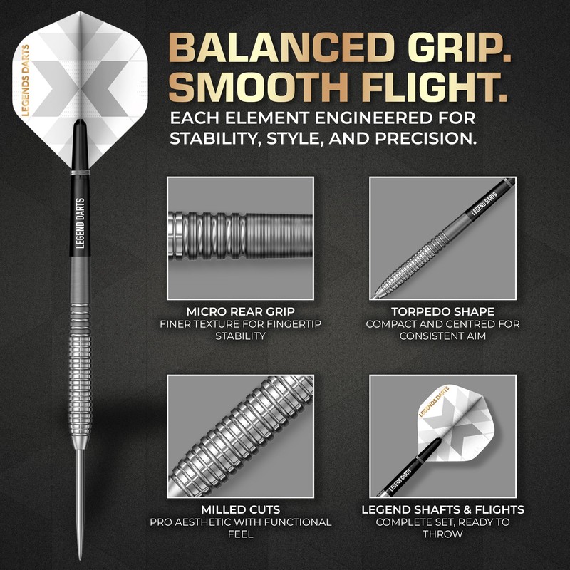 Legend Darts | Steel Tip Darts Set | 90% Tungsten