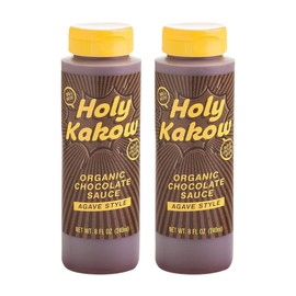 Holy Kakow Organic Chocolate Sauce - Organic Chocolate Syrup, Sweetened with Agave, Gluten Free, Real Food Ingredients, Use for Hot or Iced Drinks - 8oz, 2-Pack