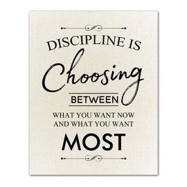 Discipline is Choosing Between What You Want Now Motivational Quote Wall Art - Unframed 11 x 14 Vintage Print - Inspirational Gift for Family & Friends under $15