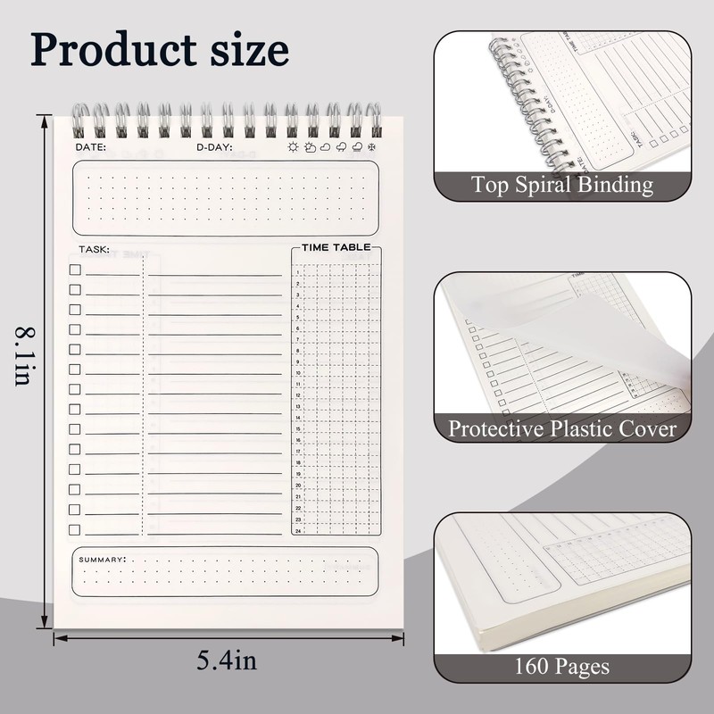 Newkita 80 Sheets Undated Daily Planner, To Do List Notebook