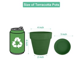 vensovo 4 Inch Green Clay Pot for Plant with Saucer - 6 Pack Small Terra Cotta Plant Pot with Drainage Hole, Flower Pot with Tray, Terracotta Pot for Indoor Outdoor Plant