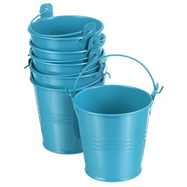 PATIKIL 3" Height Mini Metal Bucket, 6 Pack Colorful Metal Succulents Pot Party Decorative Pails with Handles for Small Succulents, Blue