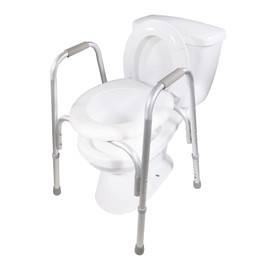 PCP Raised Toilet Seat and Safety Frame, Pre-Assembled Tool Free, Secure Adjustable Height, Made in USA, Regular
