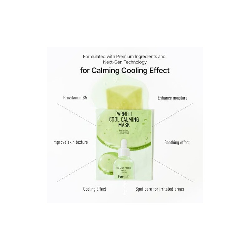 Parnell Mascarilla Calmante Refrescante Panthenol Heartleaf 10 Unidades, Cuidado de
