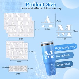 Janlaugh 10 Sheets UV DTF Cup Wrap Transfer Name Stickers Alphabet Letter Stickers Split Letter Monogram Stickers Vinyl Name Decal for Tumbler Laptop Water Bottle Car Notebooks Window DIY Crafts