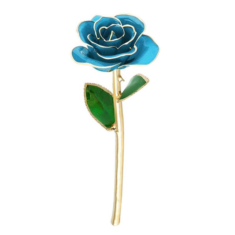 24k Gold Dipped Real Blue Rose 11-12 Inches Long with