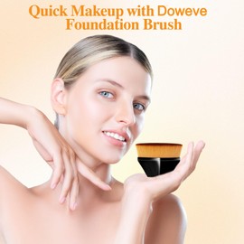 Doweve Foundation Brush Pro - Kabuki & Flat Top Liquid Makeup Brush for Flawless Coverage, Ultra-Soft Synthetic Bristles, Non-Shedding Professional Face Powder & Concealer Brush (Black)