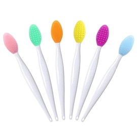 Lip Scrub Brush,Lip Scrubber Exfoliator,Double-Sided Silicone Exfoliating Tool,Gentle Lip Exfoliator Scrubber Brush for Smooth,Soft,Bright,and Healthy Lips(6 PCS)