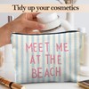 Likjad Coastal Beach Makeup Bag, Blue Striped Beachy Cosmetic Bags