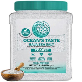 Ocean's Taste Baja Sea Salt, 4 LB | BULK | Coarse Natural Grain, 4X More Minerals than Celtic Salt, 30% Less Sodium, Mineral Salt Ideal for Electrolytes Balance, Cooking & Baking | Kosher, Organic, Paleo