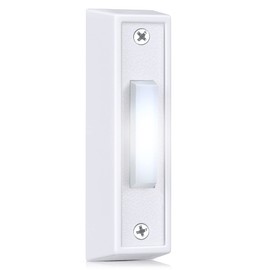 Saillong 1 Piece Lighted Doorbell Button, Christmas Wall Mounted Garage Door Opener Switch with LED Light Compatible with Most Wire Doorbell Chimes, Transformer, Ringer, Buzzers (White,White Light)