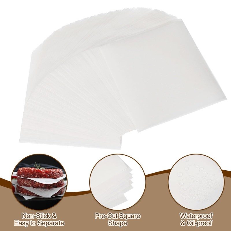 sourcing map 500 Pcs Unbleached Parchment Paper Baking Sheets Squares,
