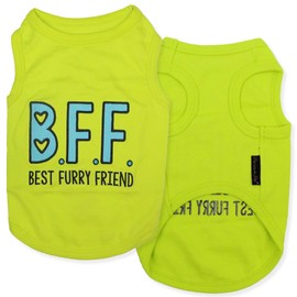 Parisian Pet Dog Tshirt - Embroidered “BFF (Best Furry Friend)“ Dog Shirt - Lightweight Dog Tank Top - Sleeveless Dog Tee Shirts - Machine Washable Dog Clothes - Dog Shirts for Small Dogs - S